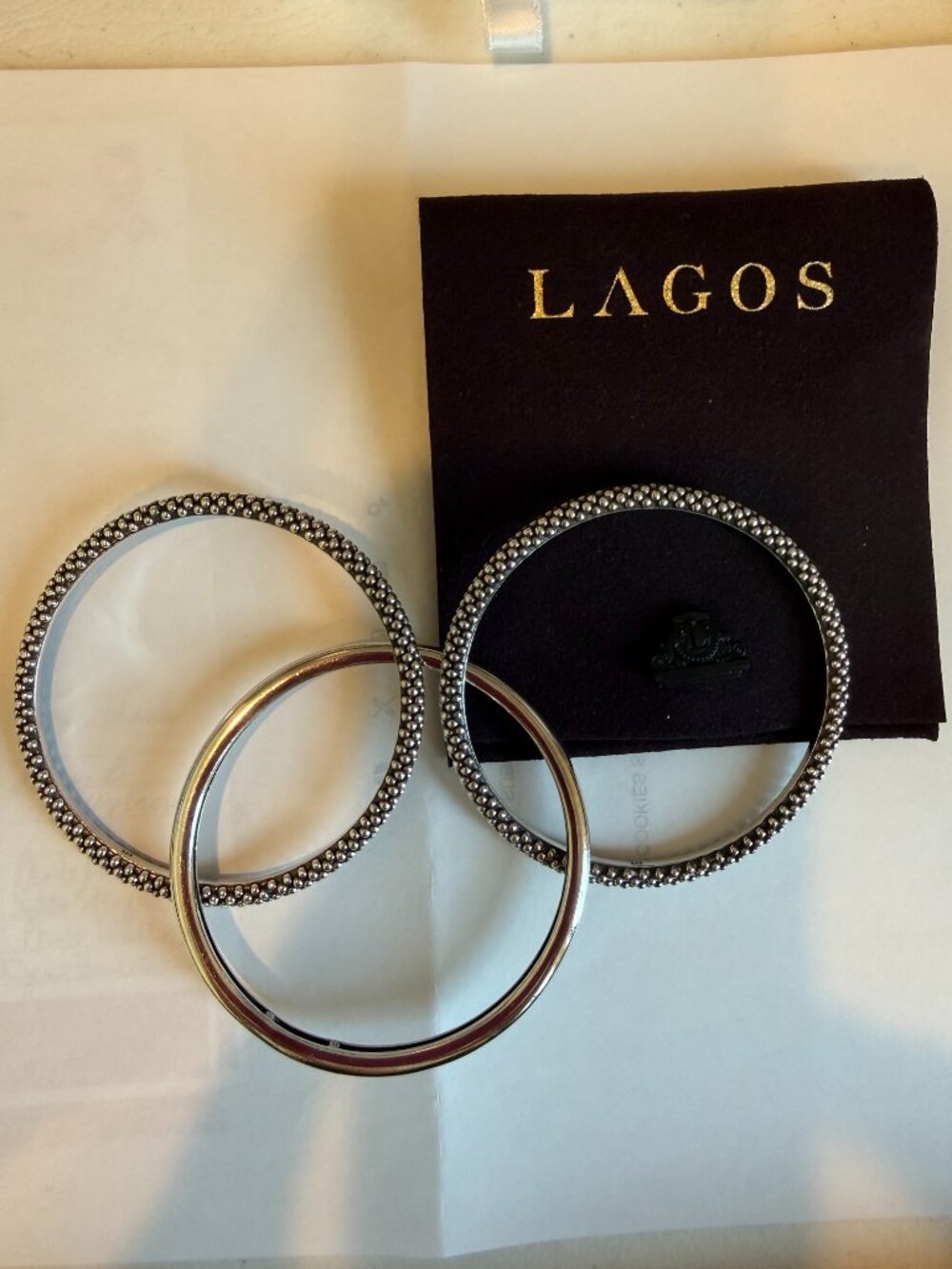 Lagos Caviar Bangle Trio Bracelets Sterling Silver